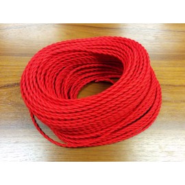 Simple Vintage Lighting (10 ft) Vintage 2-Wire Twisted Cloth Covered Wire Pendant Lamp Fan Cord RED