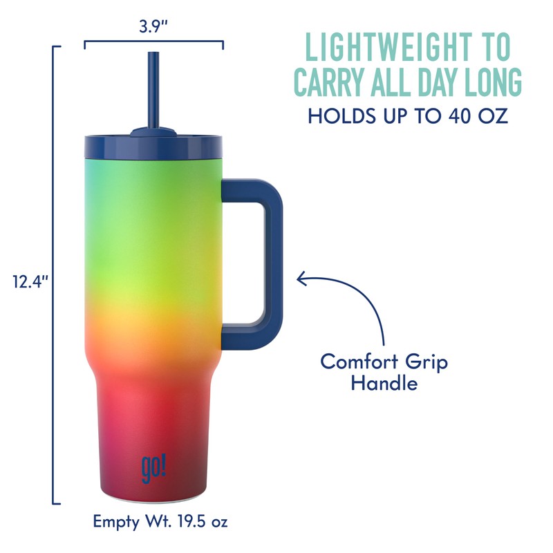 40oz Stainless Steel Handle Tumbler with Triple Insulation & Copper
