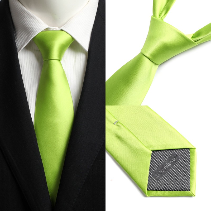 fortunatever Men's Solid Satin Necktie,Green Ties For Men With Gift