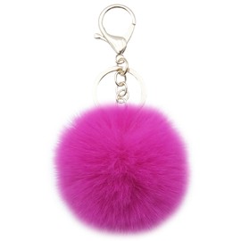 Xsclpomddy Pom Pom Keychain Artificial Soft Rabbit Hair Bag Pendant Ball Keyring for Handbag Car Pendant Decoration, rose