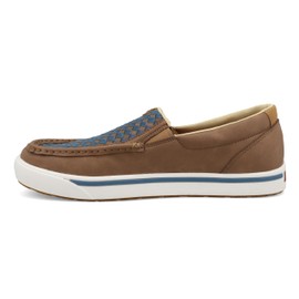 Twisted X Men's Slip-On Kicks, Moc Toe, Toasted Coconut & Blue Steel, 10.5 M