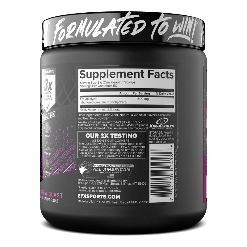 Efx Sports, Monohidrato De Creatina Kre-alkalyn Efx 220g Sfn