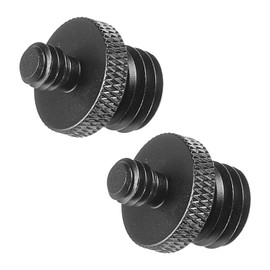 PATIKIL Mic Stand Adapter M12 Male to 1/4 Male Thread Tripod Screw Adapter Double Sides Camera Screw for Microphone Tripod Stand Black 2 Pack