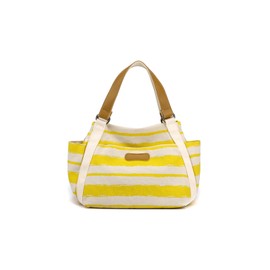 CORIOS Women's Canvas Handbag, Multi-Colour Stripes, Tote Bag, Casual Patchwork Tote Bag, Handbag in Retro Style, Multifunctional Clutch Bag for School, Travel, Shopper, Work, yellow