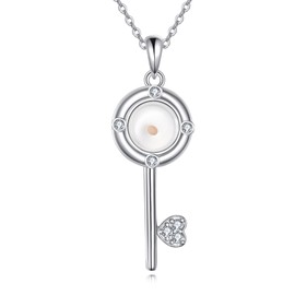 TIGER RIDER Key Necklace for Women Sterling Silver Mustard Seed Necklace Faith Mustard Seed Key Jewelry Birthday Gifts for Women Wife