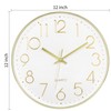 Lumuasky Gold Wall Clock 12 Inch Silent Non-Ticking Battery Operated