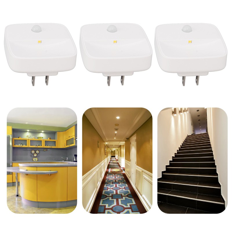 3PCS Plug in Night Light Motion Sensor Dusk to Dawn