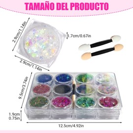 Gel de Purpurina para Cuerpo y Rostro,12 Colores Brillo Lentejuelas Sirena, Maquillaje en Gel con Purpurina para Labios, Cabello, Ojos (color, 12 piezas)