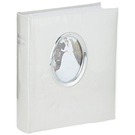 Pioneer Photo Albums WAF-46/ST 200 Pocket Ivory Moire Cover Album with Silver Tone Oval Frame and Wedding Album Text for 4 x 6-Inch Prints