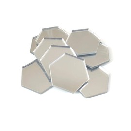 Super Cool Creations Hexagon Shaped Crafting Mirrors, Set of 10, Many Colours, Shatterproof Acrylic, White, Pack of 10 x 9cm