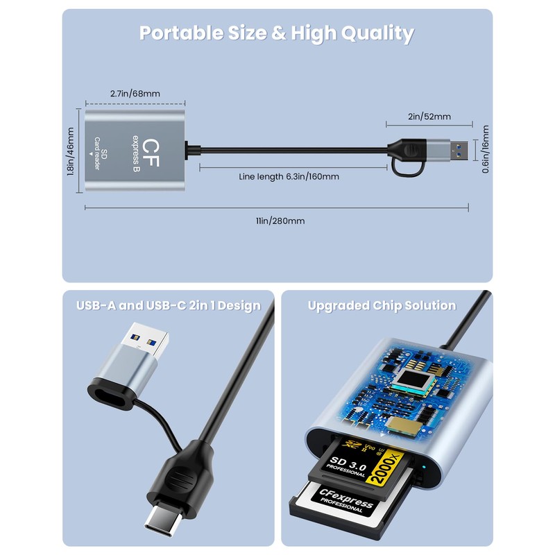 Professional CFexpress Type B & SD Card Reader with USB