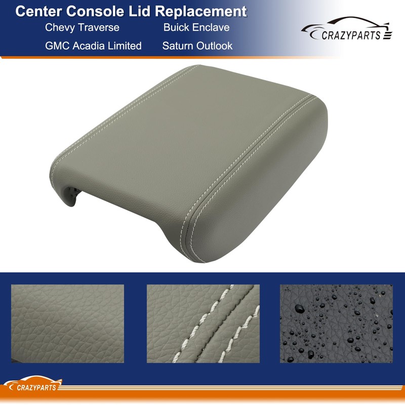 CRAZYPARTS Center Console Lid Fit for 2007-2017 Chevy Traverse, Enclave,