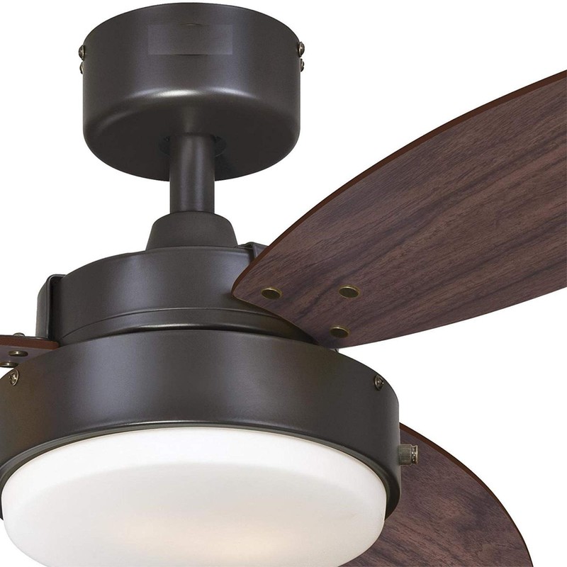 Alloy Two-Light 42" Reversible Three-Blade Indoor Ceiling Fan, Oil Rubbed