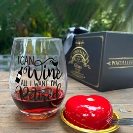 Pokolllee I Can Wine All I Want I'm Retired Wine Glass - Funny Retirement Gifts for Women, Men & Coworkers