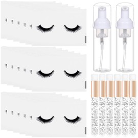 Eyelash Extension Supplies-Include 10 Crystal Lash Shampoo Brushes 2 Empty Lash Shampoo Foam Dispenser Bottle and 20 Eyelash Aftercare Bag Eyelash Makeup Accessories (White)