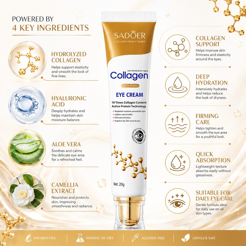 Collagen Eye Cream for Daily Skincare – Hydrating Under-Eye Moisturizer