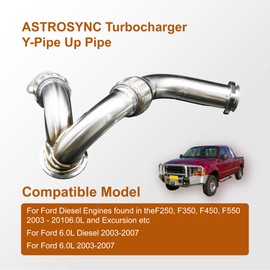 ASTROSYNC Turbocharger Y-Pipe Up Pipe Kit With Gasket Compatible with Ford 6.0L Powerstroke Diesel 2003 2004 2005 2006 2007, Replace PN 679-011, 679-012, 5C3Z6K854CA, 1846581C1