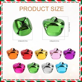 100uds Cascabeles Manualidades, 0,8cm Cascabeles Pequeños Jingle Bells Cascabeles de Metal Decorativos para Fiestas Navideñas Cajas de Regalo Decoraciones (Multicolor)
