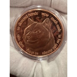 2021 Dogecoin 1oz Copper BU Bullion Round One Ounce Doge Coin - Blockchain Mint