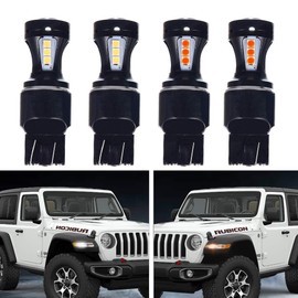 Bulbforst Turn Signal DRL LED for 2018-2025 JL Wrangler Sahara & Rubicon 2020-2025 Gladiator JT Rubicon Overland in White and Amber Pack of 4