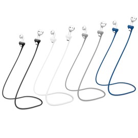 Claiol Magnetic Anti-Lost Straps for AirPods, 4Pcs Soft Silicone Sports Lanyard Compatible with AirPods and Pro,Pro2, Neck Rope Cord. (Black/White/Blue/Grey)