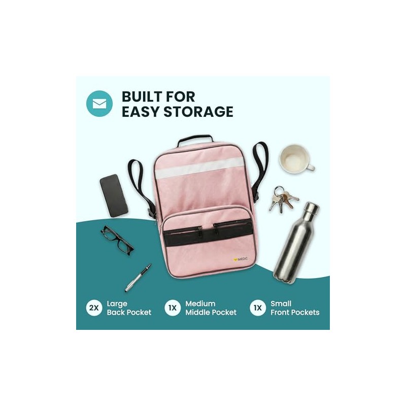 iMedic Deluxe Wheelchair Bag, Pink – Backpack for Back of