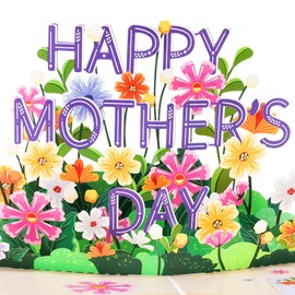 Mother's Day Card, 3D Pop Cards for Mom, Happy Mother's Day Flowers Greeting Card with Envelope and Note Card