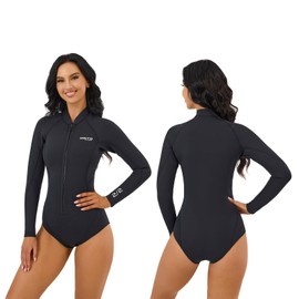 MWTA Wetsuit Women Shorty 2.0mm Neoprene Front Zipper for UV Protection Surfing Diving Snorkeling Kayaking BLK Size 14