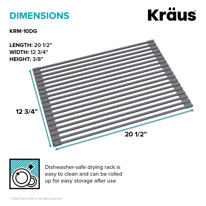 Kraus Multipurpose Over-Sink Roll-Up Dish Drying Rack, Colander and Trivet