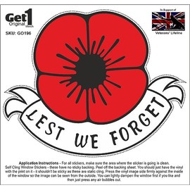 Poppy Car Window Sticker Lest We Forget - in Support of Veterans Lifeline - All Gave Some, Some Gave All