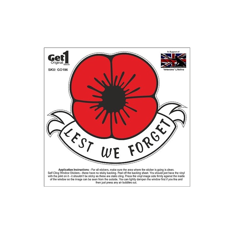 Poppy Car Window Sticker Lest We Forget - in Support