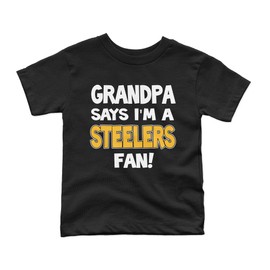NanyCrafts Kid's Grandpa Says Im a Steelers Fan Shirt 18-24 Months Black