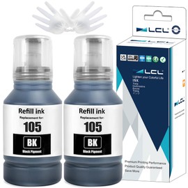LCL 105 Black High Capacity Ink Compatible with EcoTank 105 Ink Bottle Multipack for Epson EcoTank L7160 L7180 ET-7700 ET-7750 Printers (Pack of 2)