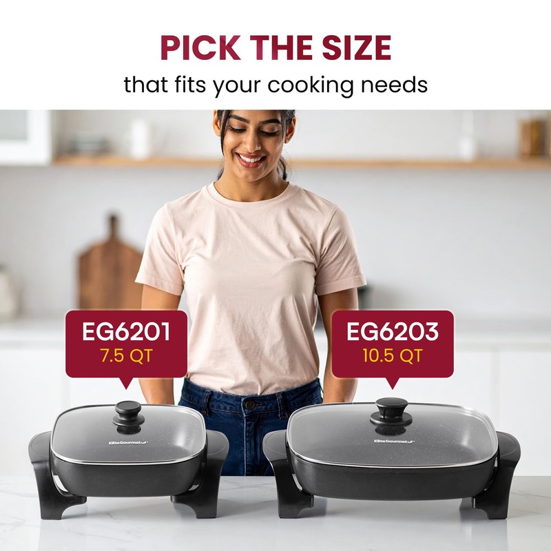 Elite Gourmet EG6201 Extra Deep 12"x12"x3.2" (7.5Qt.) Scratch Resistant Dishwasher