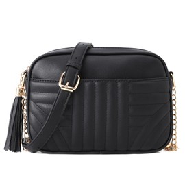 Lotus Karen Crossbody Bags for Women Trendy Small Crossbody Purse for Women Triple Zip Cell Phone Leather Handbag (Black Color)