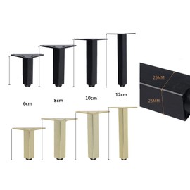 Gittcoll 4 Pcs Adjustable Furniture Iron Legs Heavy Duty 300 KG Metal Industrial Mid Century Diy Supports with Anti-slip Rubber for Table Night Stand Sofa Cupboard Dresser Bed (8cm, Black)