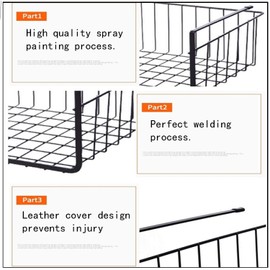 Sylon 2 x Hanging Basket Organiser, Hanging Under Shelf Storage Basket for Kitchen Cupboards, Cabinets, Shelves, Low Furniture (Black)