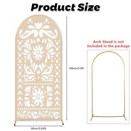 6ft Light Beige Mexican Fiesta Arch Cover Baby Shower Backdrop,2-Sided Round Top Chiara Backdrop Arch Covers for Mexican Talavera Wedding Birthday Bridal Shower Party Decoration