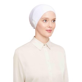 ihvan online, Hijab Cap, Beanie Undercap Scarf, Turban Head Wraps for Women, Hair Wrap, Muslim Under Scarf Hijab Cap, White