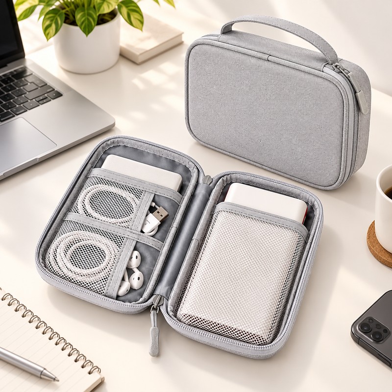 Travel Cable Organizer Bag for Electronics – Water-Resistant Oxford Storage