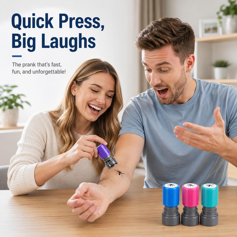4 PCS Mosquito Stamp Prank Set, 4 Different Bug Patterns