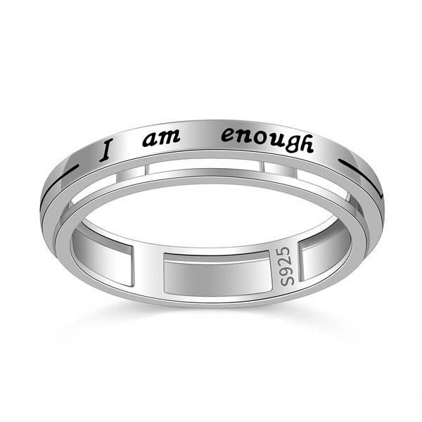 I am Enough Fidget Spinner Ring for Women 925 Sterling