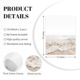 Arte de pared costero para playa, decoración de pared, diseño bohemio y océano, lona neutro, para playa, impresiones playeras, obras de arte costeras, pintura de zacate de pampas, póster para recámara