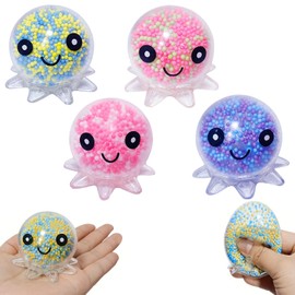 4 PCS Small Octopus Fidget Toy, Octopus Squishy Stress Balls, Sensory Stress Ball, Soft Foam Octopus Stress Ball, Non-Light Up Squishy Octopus Toy, Fidget Toy for Autism Focus and Relaxation
