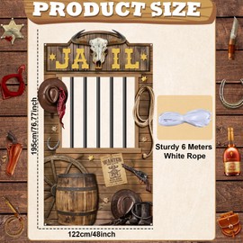 Western Jail Theme Photo Banner Western Party Decoration Cowboy Prison Door Backdrop Photo Prop Large Fabric Jail Photography Background for Indoor Outdoor Birthday Crime Theme Party Supplies(Wood)