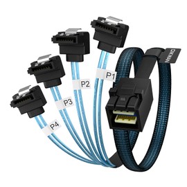 OIKWAN Internal Mini SAS HD to SATA Right Angle Cable 3.3 Feet, 1m (SFF-8643 to SATA Forward Breakout)