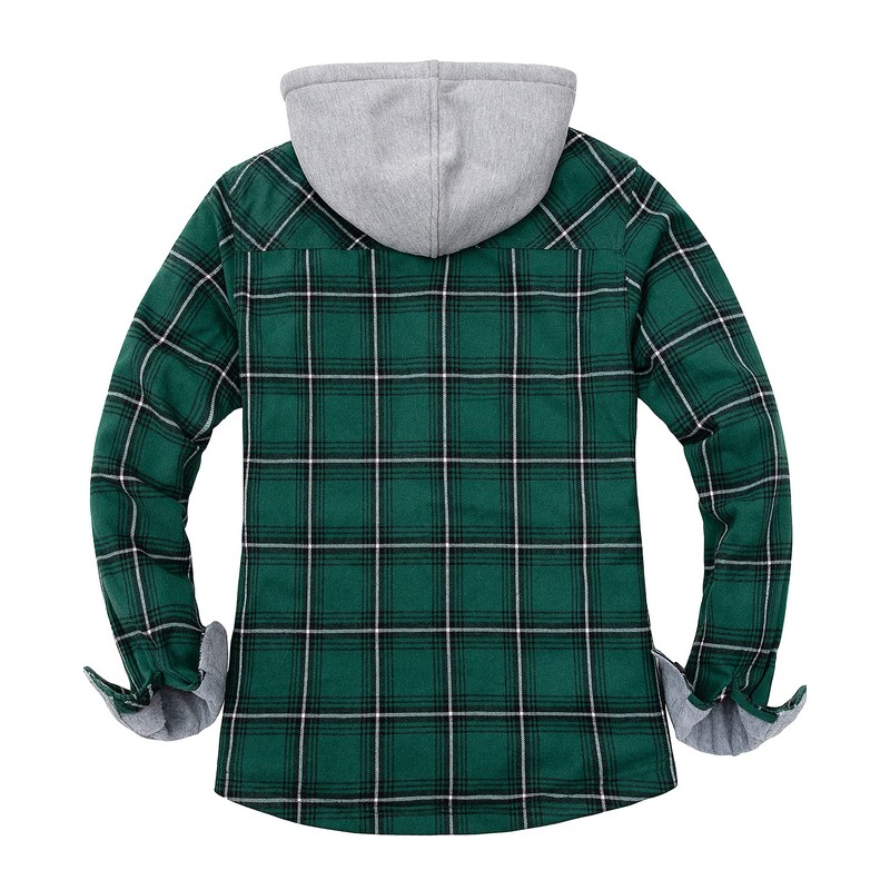 Women's Button Down Flannel Shirt Hoodies Jacket Thermal Fleece Lined