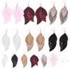 SUNNYCLUE DIY 6 Pairs Faux Leather Three Layer Teardrop Dangle