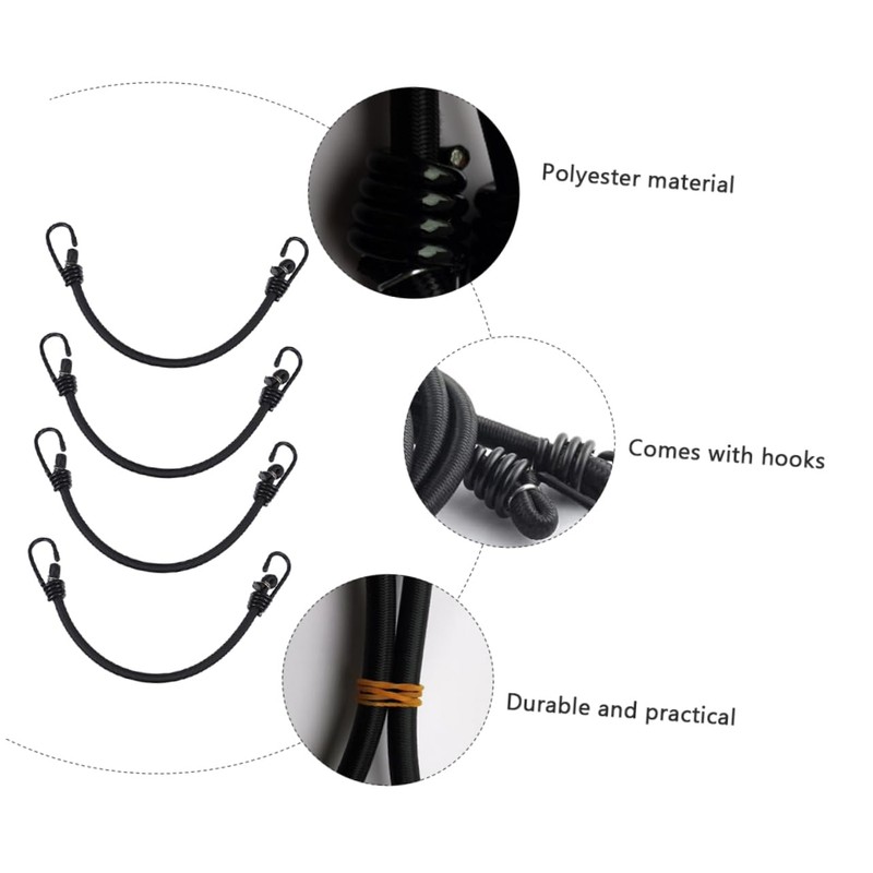 COHEALI 4pcs Elastic Straps with Hooks for Trucks Bikes and