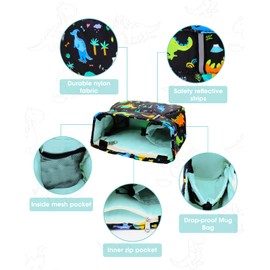 ANZOME Kids Bike Basket, Dinosaur Bike Basket Front,Waterproof Fabric Bicycle Basket Handlebar Bag for Girls,Boys,Toddlers Bike or Scooter Accessories